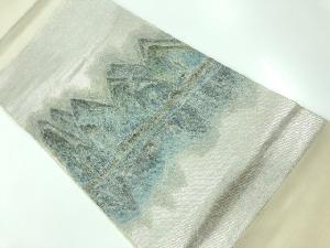 リサイクル　川島織物製　樹木・湖畔模様織出し袋帯